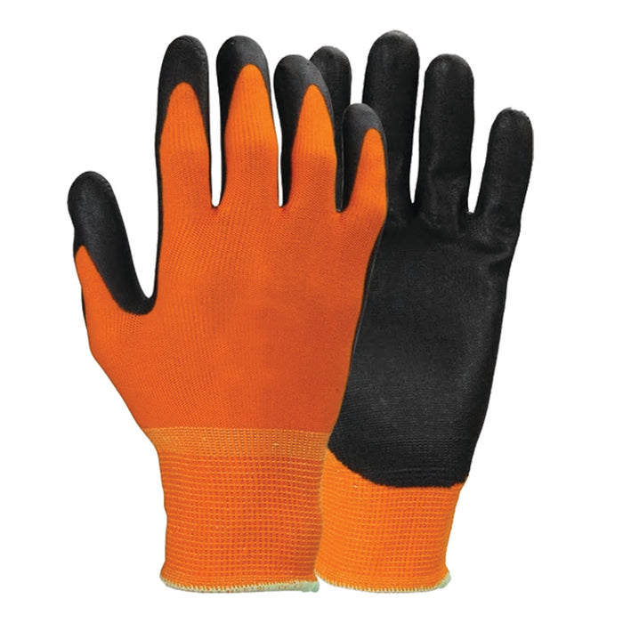 Orange Polyester Work Gloves with Polyurethane Coating - Forklift Training Safety Products