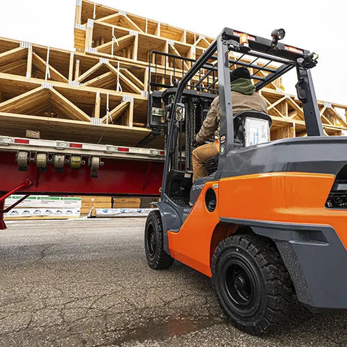Forklift rental at work on a construction site