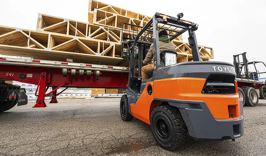 Forklift rental at work on a construction site