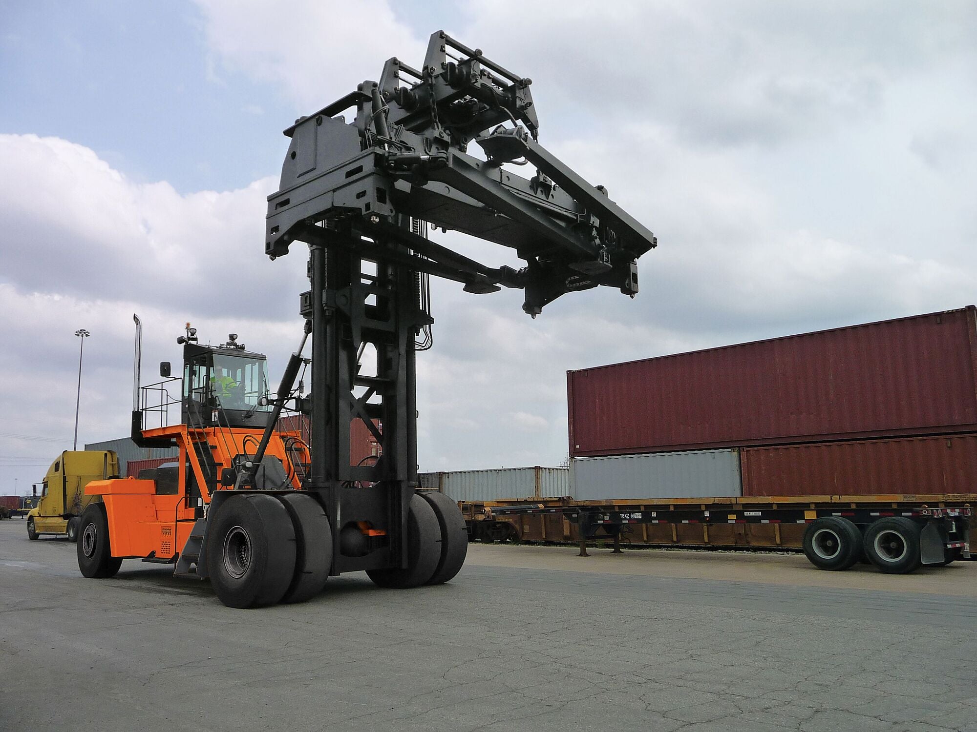 Blue Container Handler Loaded Container Handler